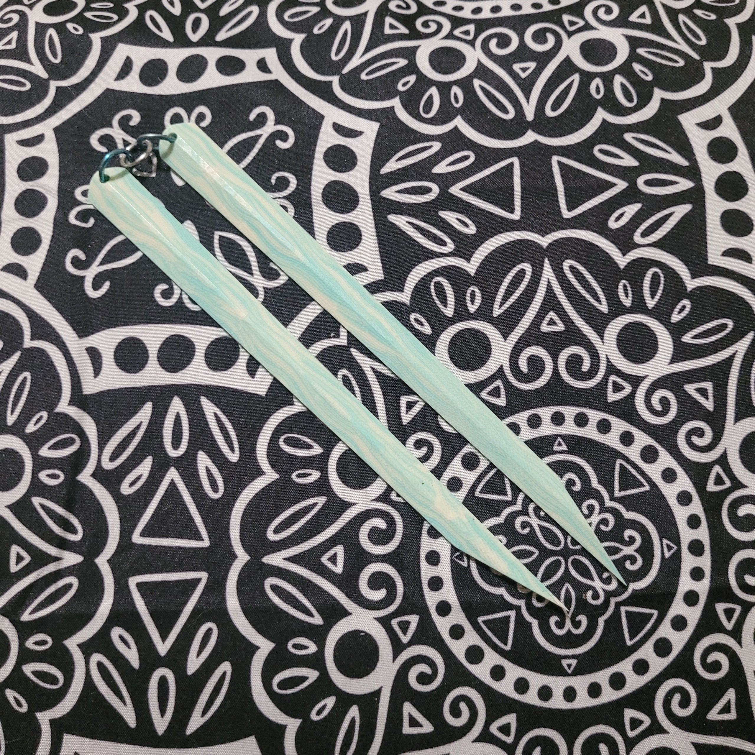 Tiffany Blue and Ivory Marbled Needles Hairborne Defenses